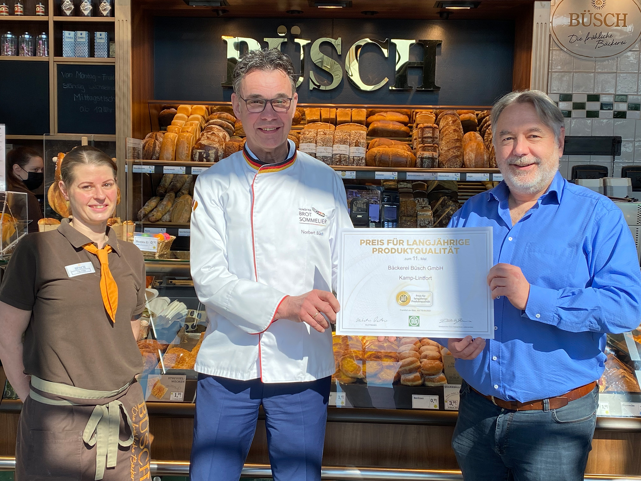 DLG vergibt „Preis für langfristige Produktqualität“: Zum elften Mal wird die Handwerksbäckerei Büsch ausgezeichnet
