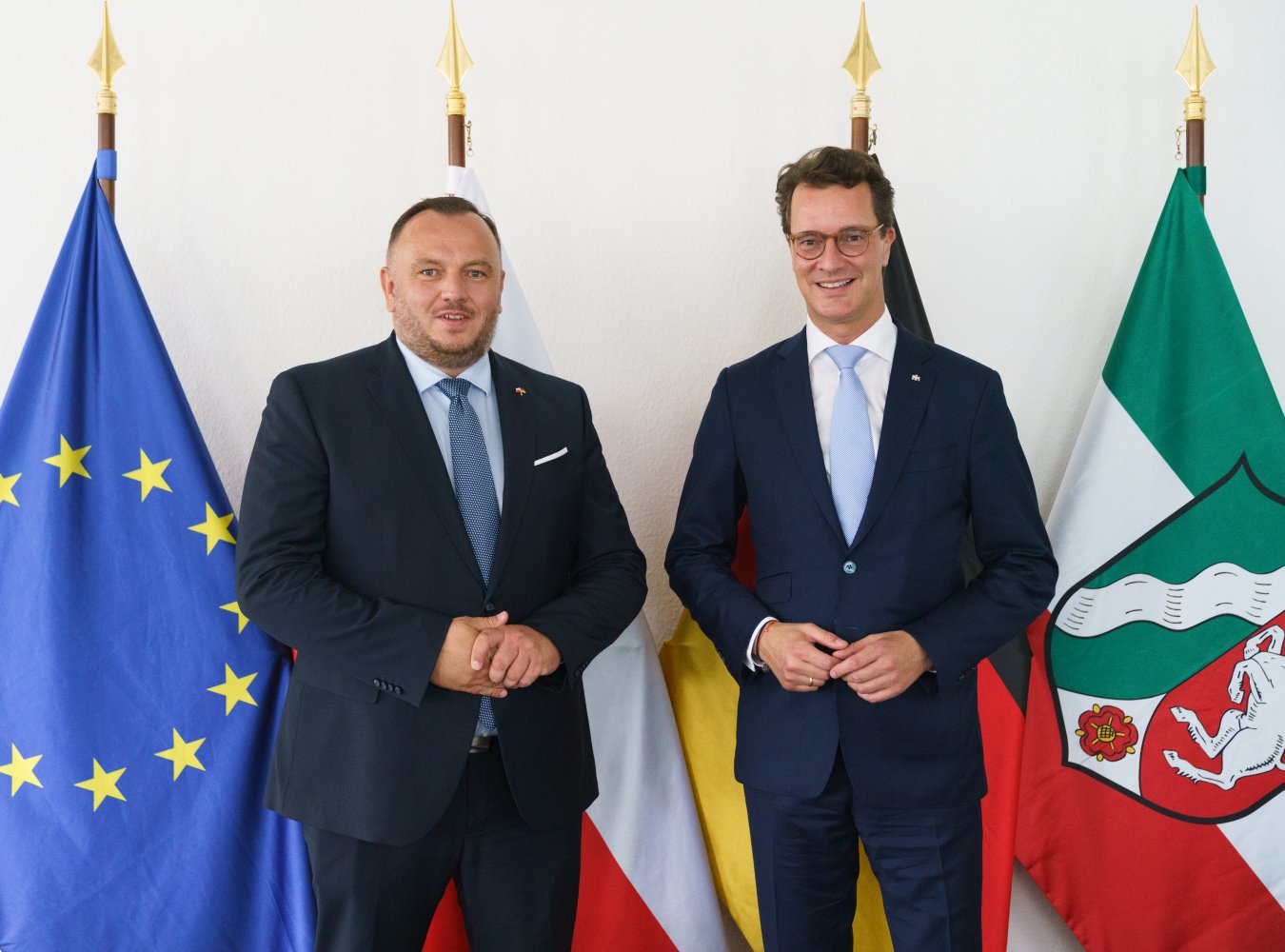 Ministerpräsident Hendrik Wüst empfängt den Marschall der polnischen Woiwodschaft Schlesien