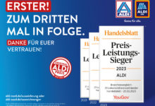 ALDI sichert Preisführerschaft und ist zum dritten Mal in Folge Preis-Leistungs-Sieger im Lebensmitteleinzelhandel