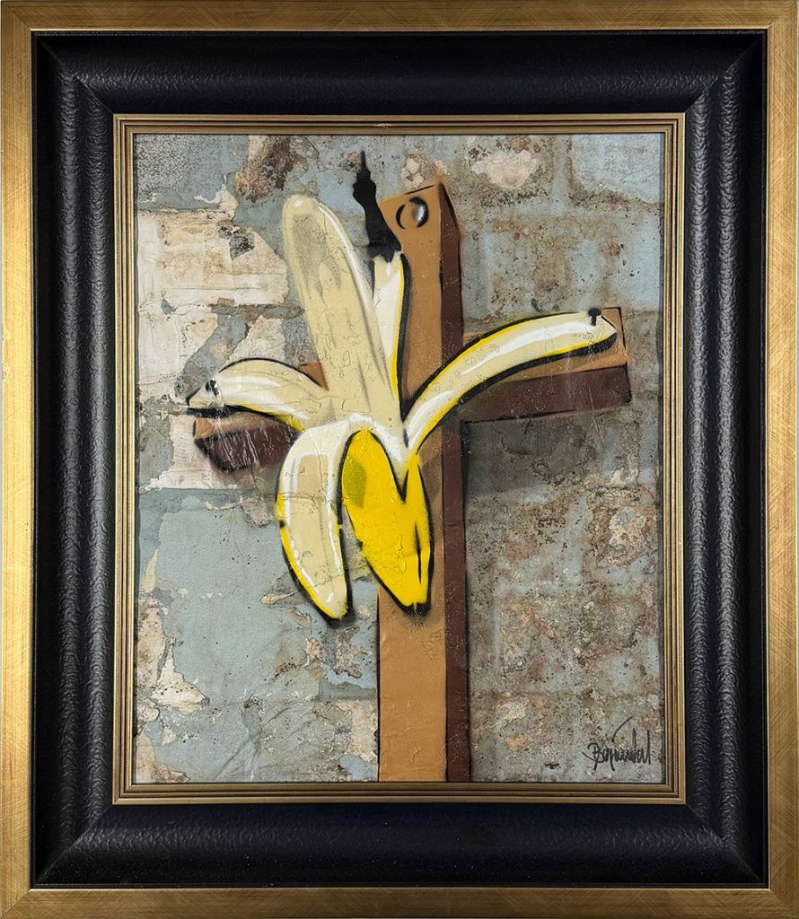 B.U.: Kunst als Religion, 2025, Spraylack auf Plakatwand, 51,5 x 42 cm, WVZ-Nr. 3069